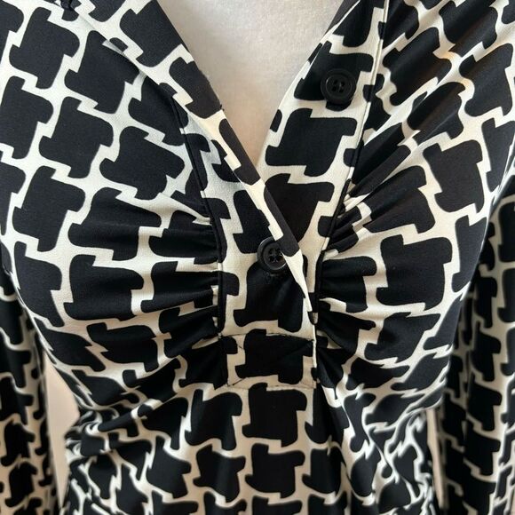 Ladies Laundry by Shelli Segal Brand Large Print Houndstooth Shirt‎ Dress Size 2 - Picture 7 of 10